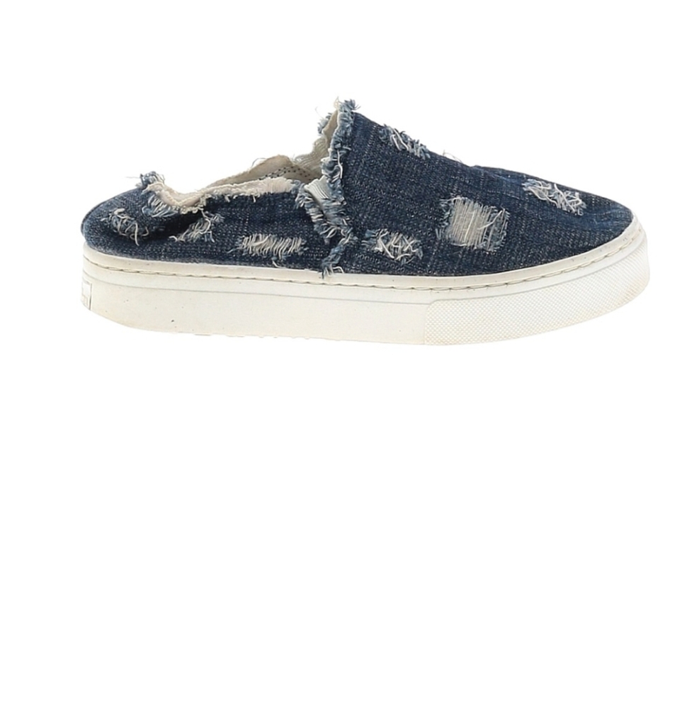 Sam Edelman Lacey Blue Denim Jeans Distressed Slip On Platform Shoes Size 6m - Picture 4 of 10